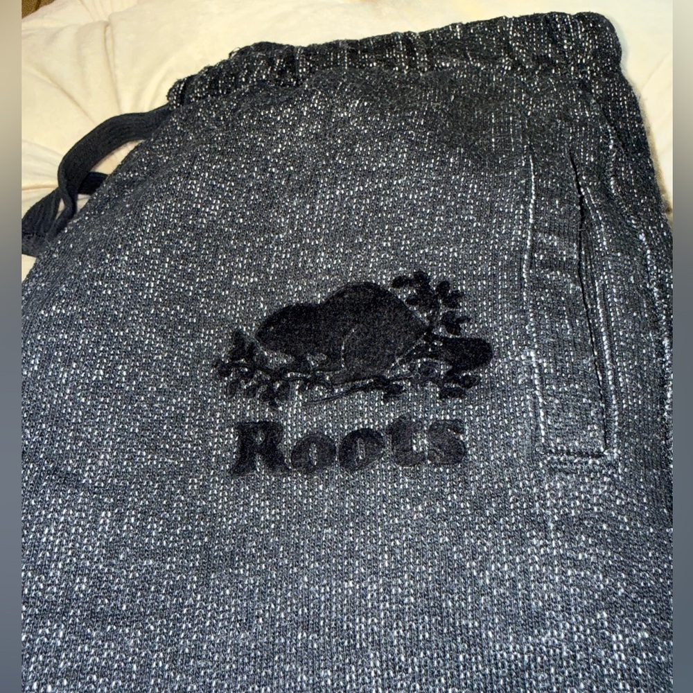 Roots Charcoal Heather Joggers with Black Logo